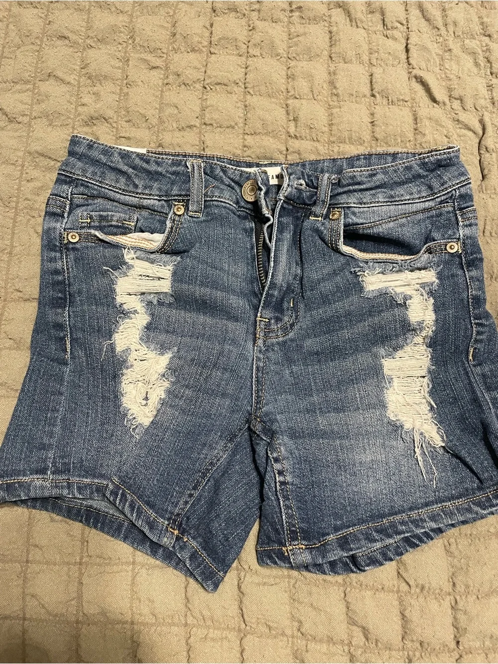 Almost Famous Distressed Blue Denim Jean Shorts
